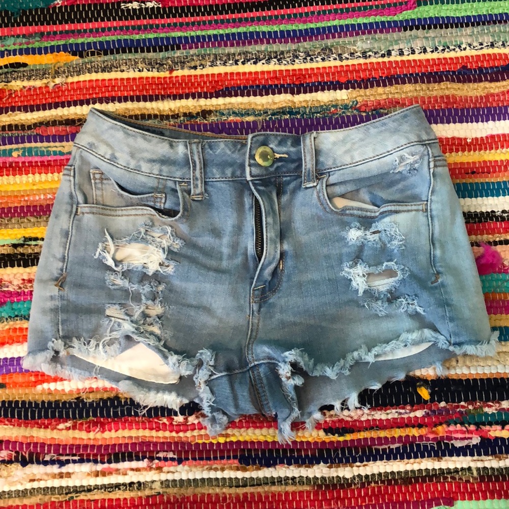 Ripped jean shorts